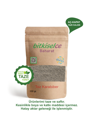 Premium Kalite Hatay Lezzeti Toz Karabiber - Taze Öğütülmüş Aroma Dolu Karabiber 200 gr.